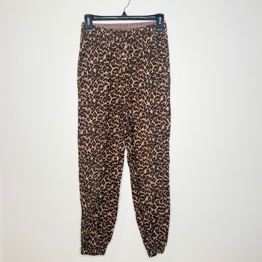 Aerie Leopard Print Joggers Elastic Waist Streetwear Loungewear comfy Y2K XS